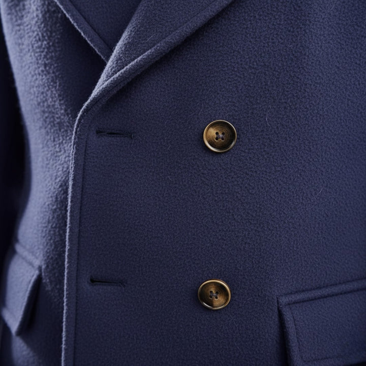 Six-Button Double-Breasted Wool-Look Coat