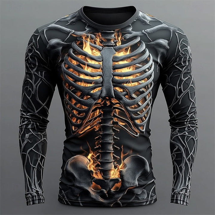 Charflame - Long Sleeve Shirt Flame Skeleton Graphic Print