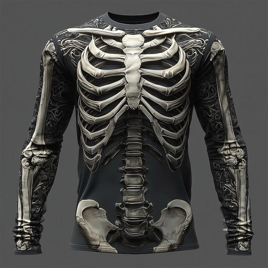 Charflame - Long Sleeve Shirt Flame Skeleton Graphic Print