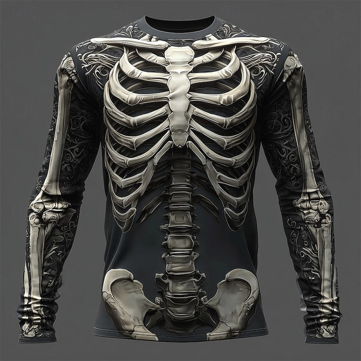 Charflame - Long Sleeve Shirt Flame Skeleton Graphic Print