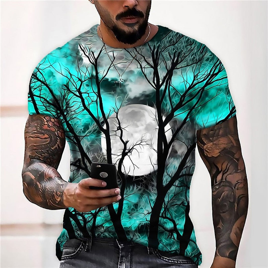 Mournwood - Crew Neck T-Shirt Moonlit Tree Graphic Print