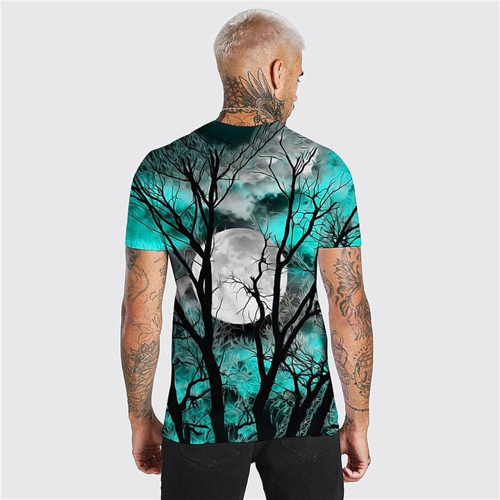 Mournwood - Crew Neck T-Shirt Moonlit Tree Graphic Print