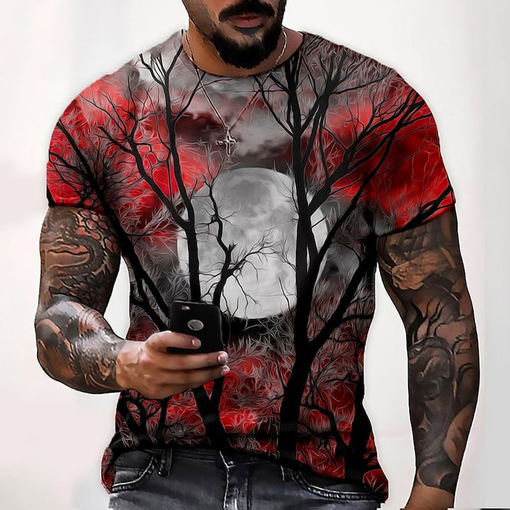 Mournwood - Crew Neck T-Shirt Moonlit Tree Graphic Print