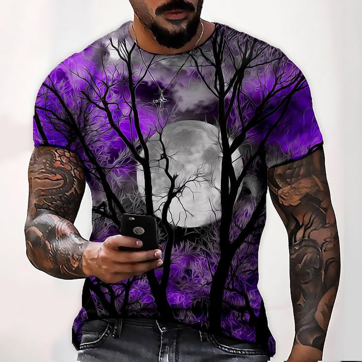 Mournwood - Crew Neck T-Shirt Moonlit Tree Graphic Print