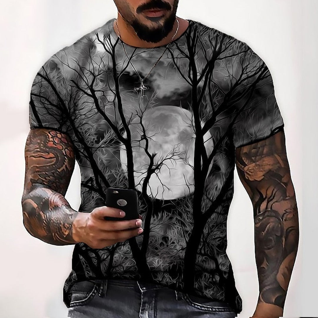 Mournwood - Crew Neck T-Shirt Moonlit Tree Graphic Print