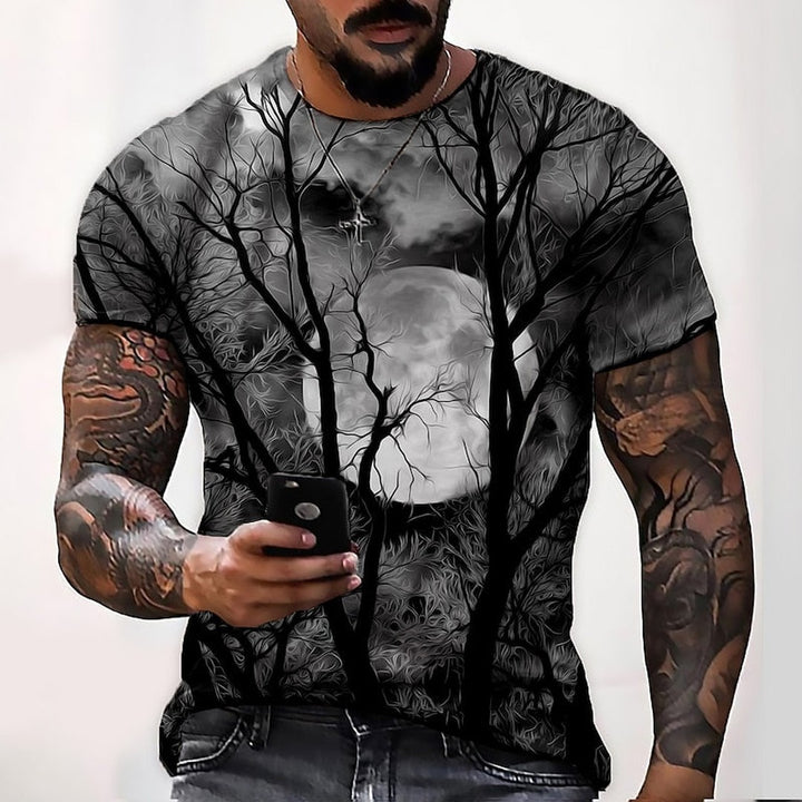 Mournwood - Crew Neck T-Shirt Moonlit Tree Graphic Print
