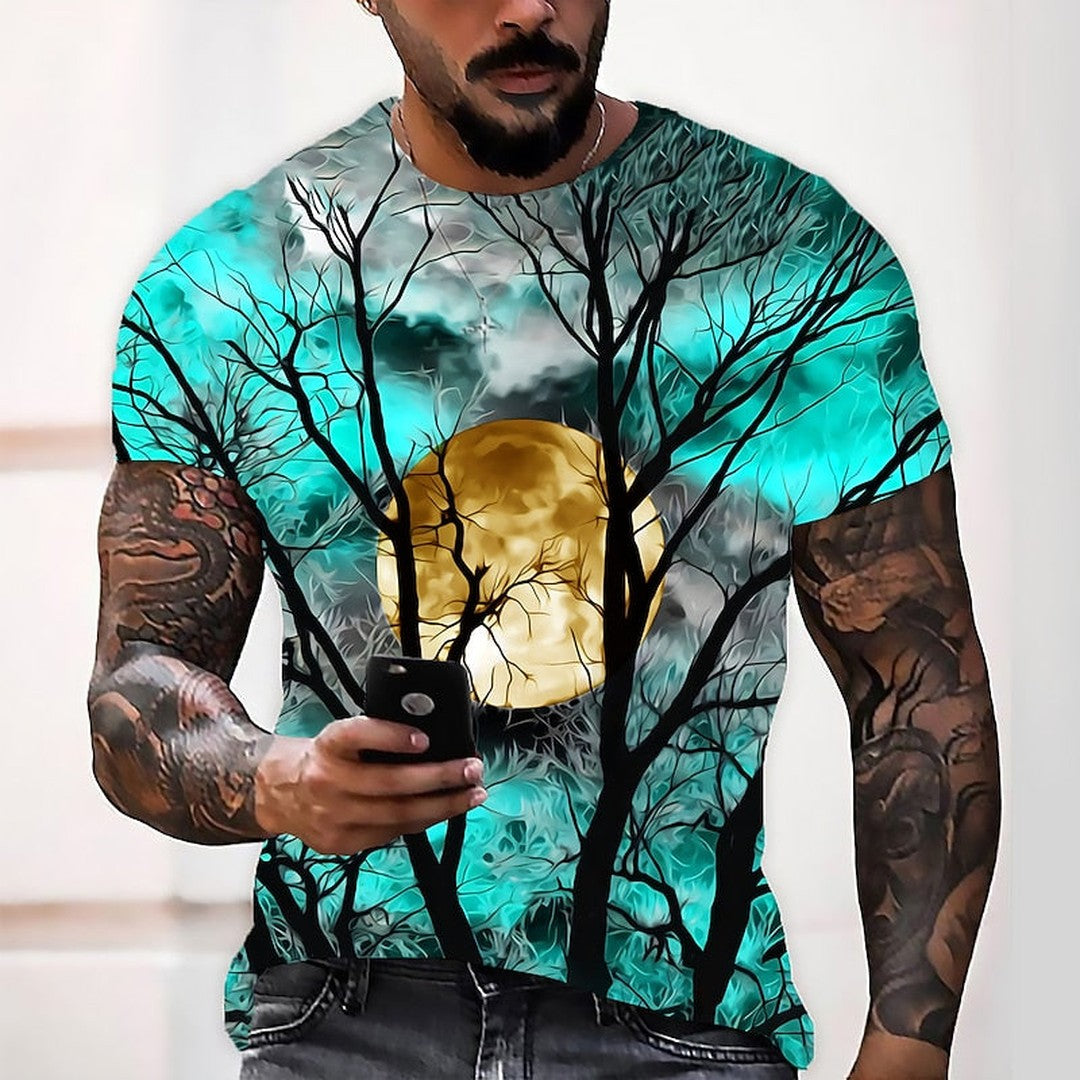 Mournwood - Crew Neck T-Shirt Moonlit Tree Graphic Print