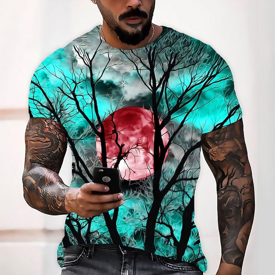 Mournwood - Crew Neck T-Shirt Moonlit Tree Graphic Print