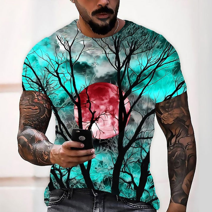 Mournwood - Crew Neck T-Shirt Moonlit Tree Graphic Print