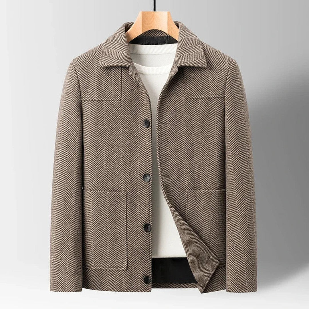 Savile Herringbone Wool Coat