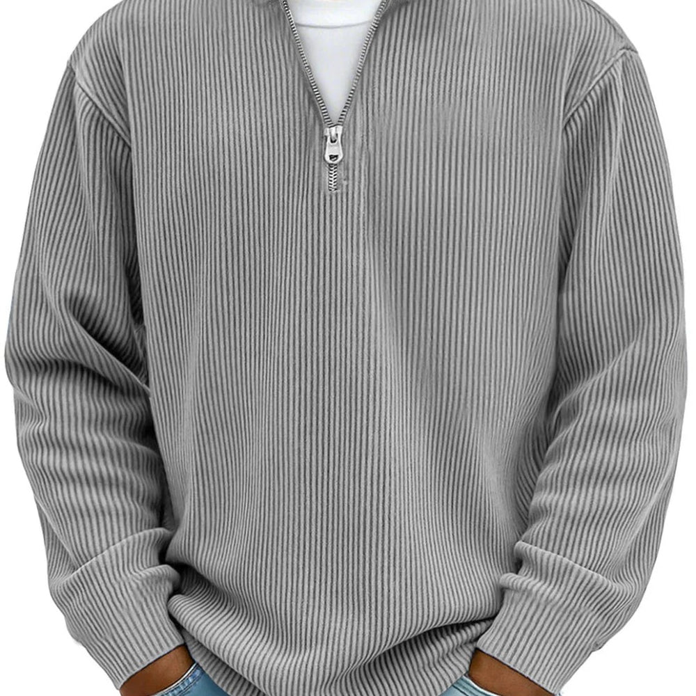 Relaxed Ribbed Half-Zip Sweatshirt