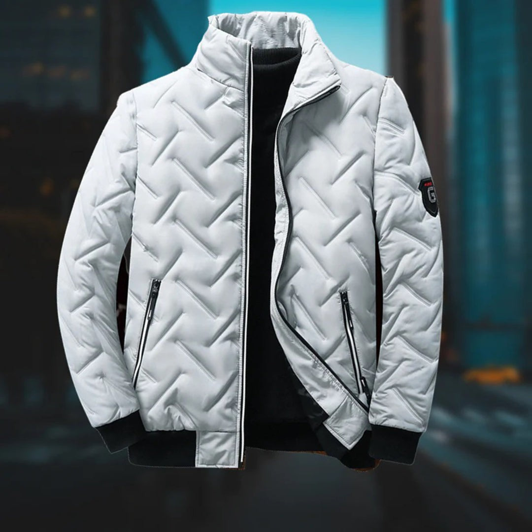 Quilted Casual Jacket - White/Grey