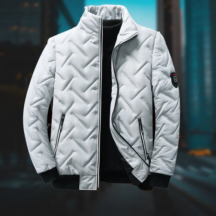 Quilted Casual Jacket - White/Grey