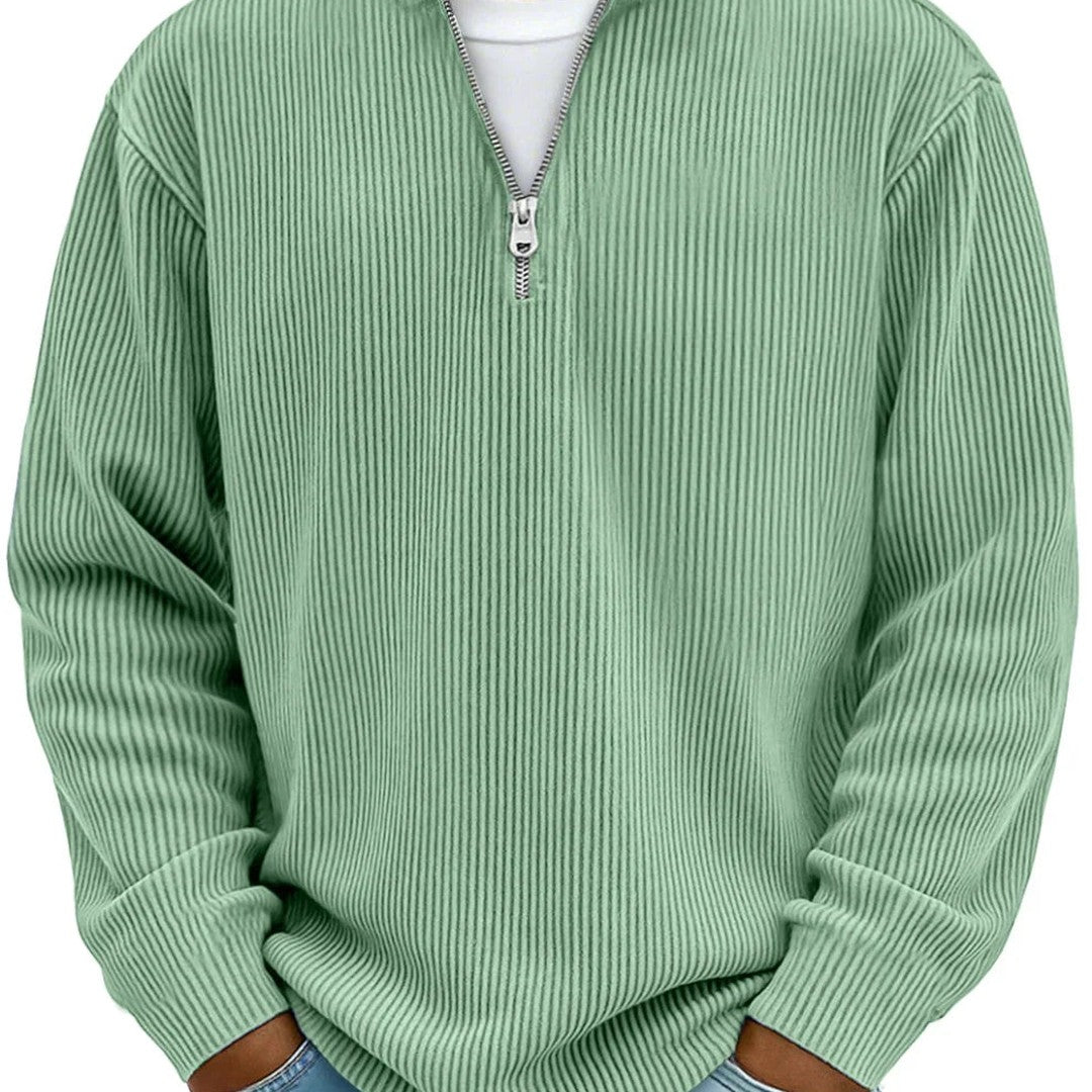 Relaxed Ribbed Half-Zip Sweatshirt