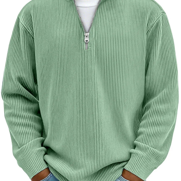 Relaxed Ribbed Half-Zip Sweatshirt
