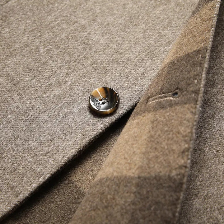 Wool-Look Stand Collar Three-Button Jacket