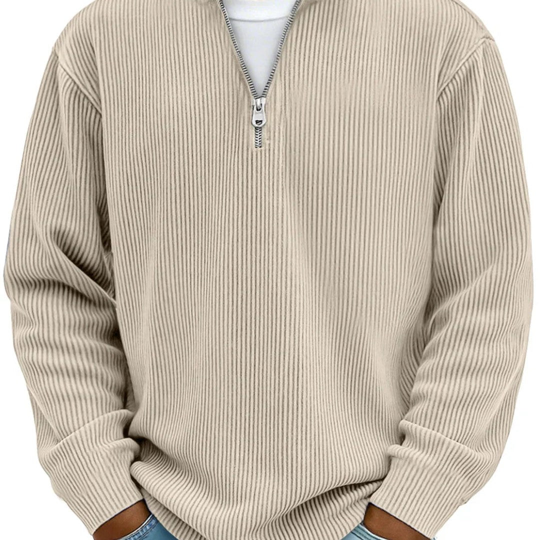 Relaxed Ribbed Half-Zip Sweatshirt