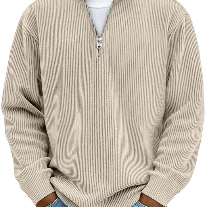 Relaxed Ribbed Half-Zip Sweatshirt