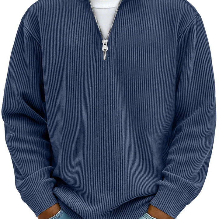 Relaxed Ribbed Half-Zip Sweatshirt
