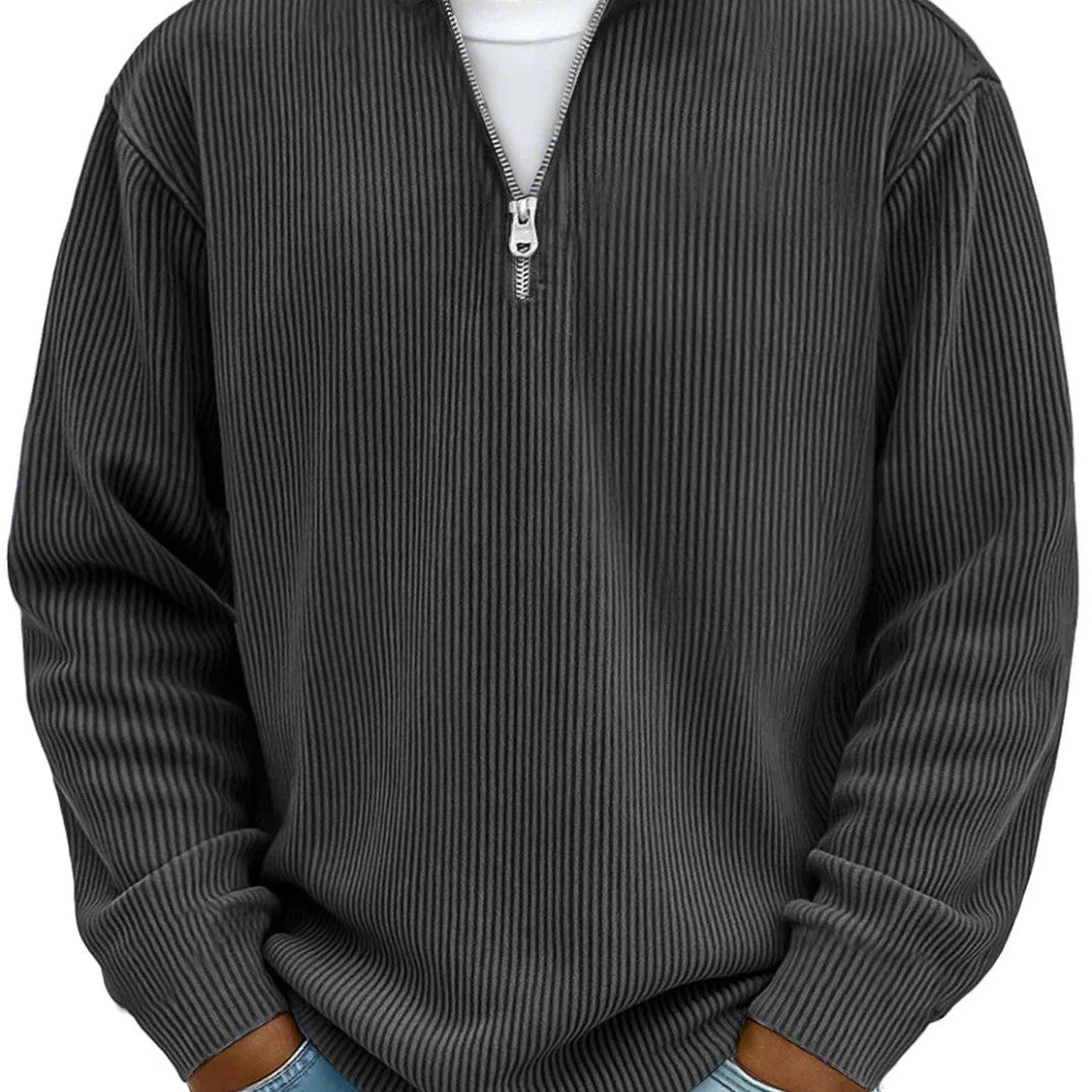 Relaxed Ribbed Half-Zip Sweatshirt