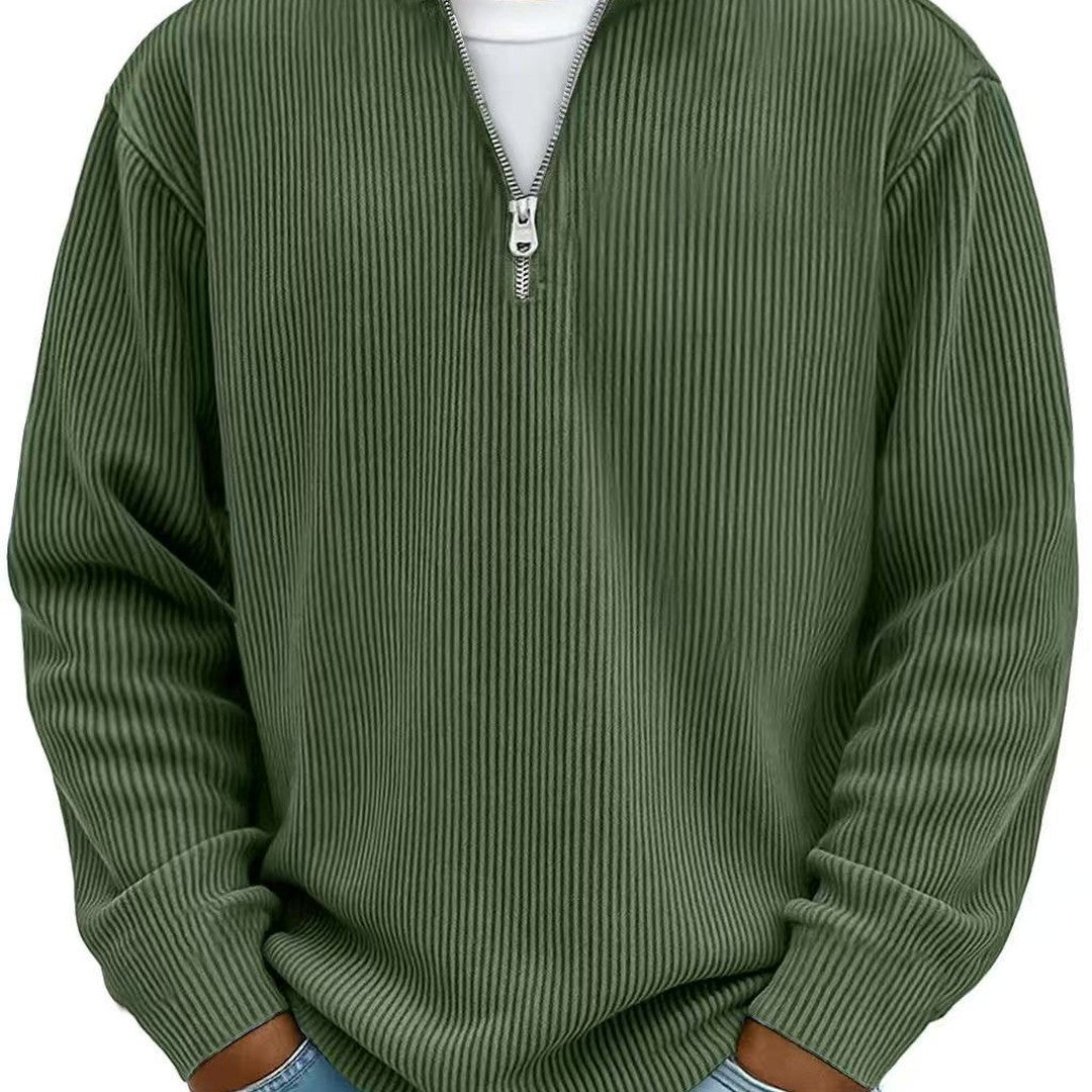 Relaxed Ribbed Half-Zip Sweatshirt