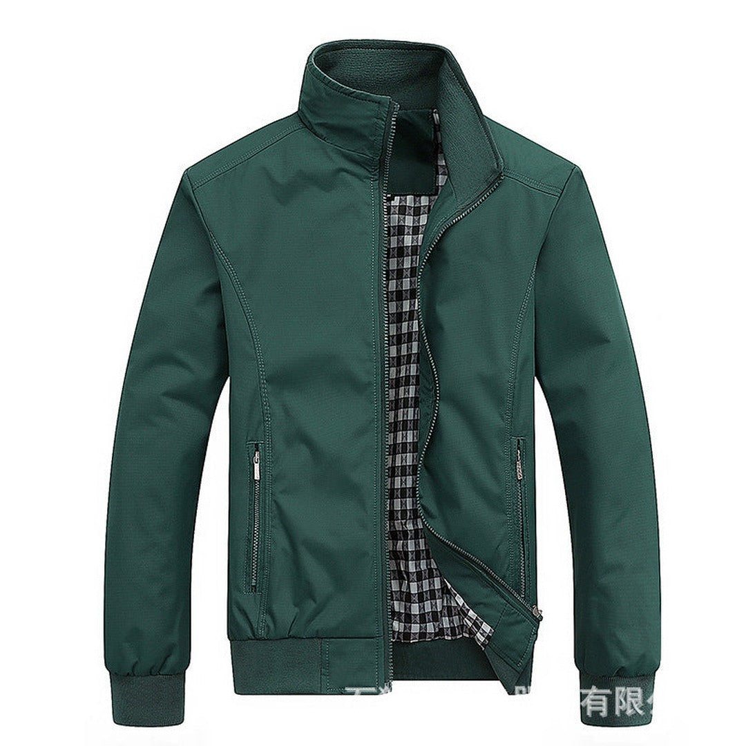 Plaid-Lined Zip Bomber Jacket