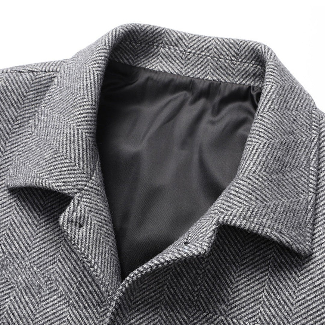 Savile Herringbone Wool Coat