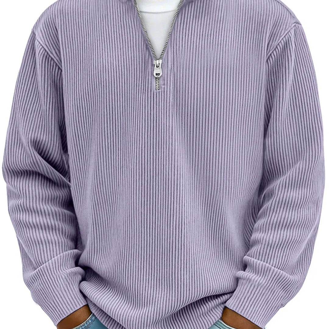 Relaxed Ribbed Half-Zip Sweatshirt