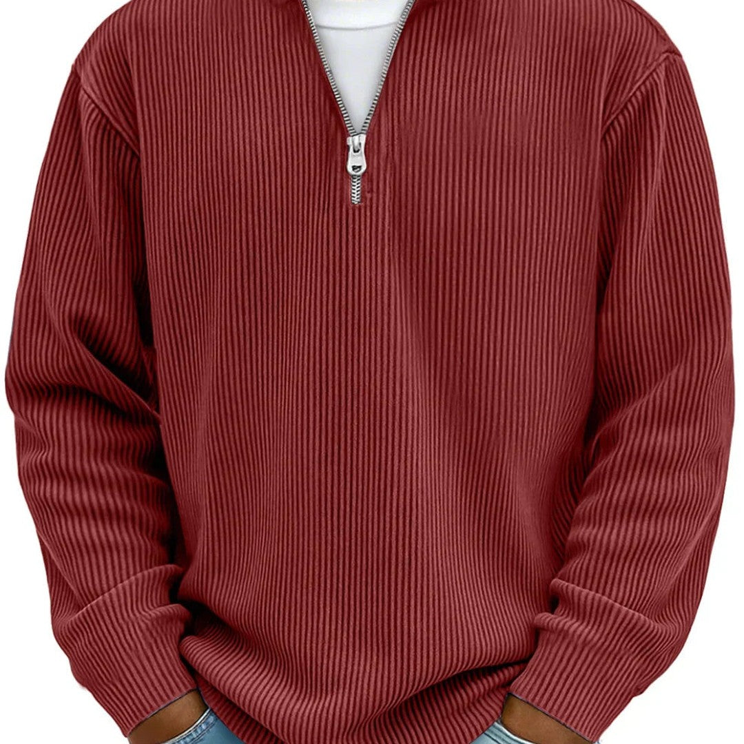 Relaxed Ribbed Half-Zip Sweatshirt