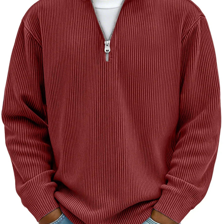 Relaxed Ribbed Half-Zip Sweatshirt