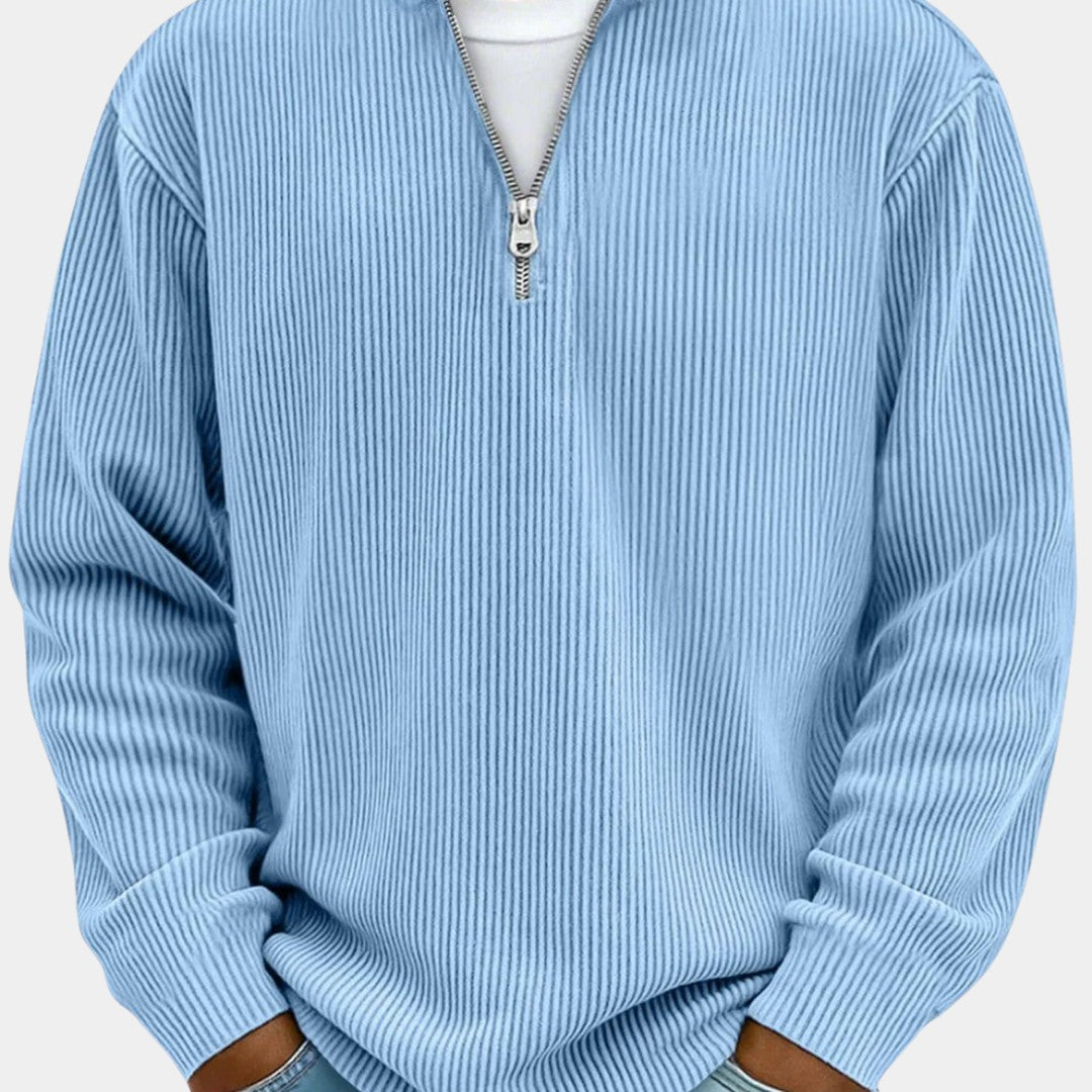 Relaxed Ribbed Half-Zip Sweatshirt