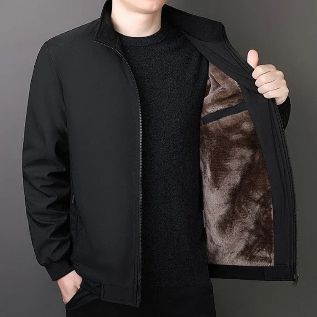 Plush-Lined Winter Jacket with Stand Collar