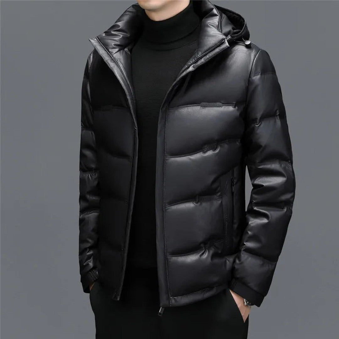 Belmont Genuine Leather Duck Down Jacket