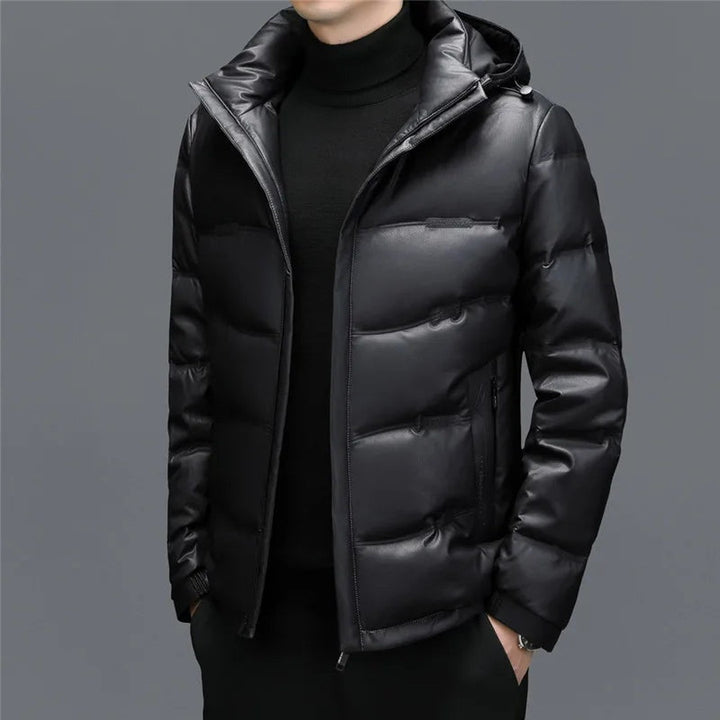 Belmont Genuine Leather Duck Down Jacket