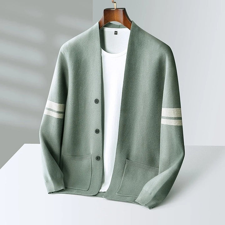 Striped Trim Button Cardigan