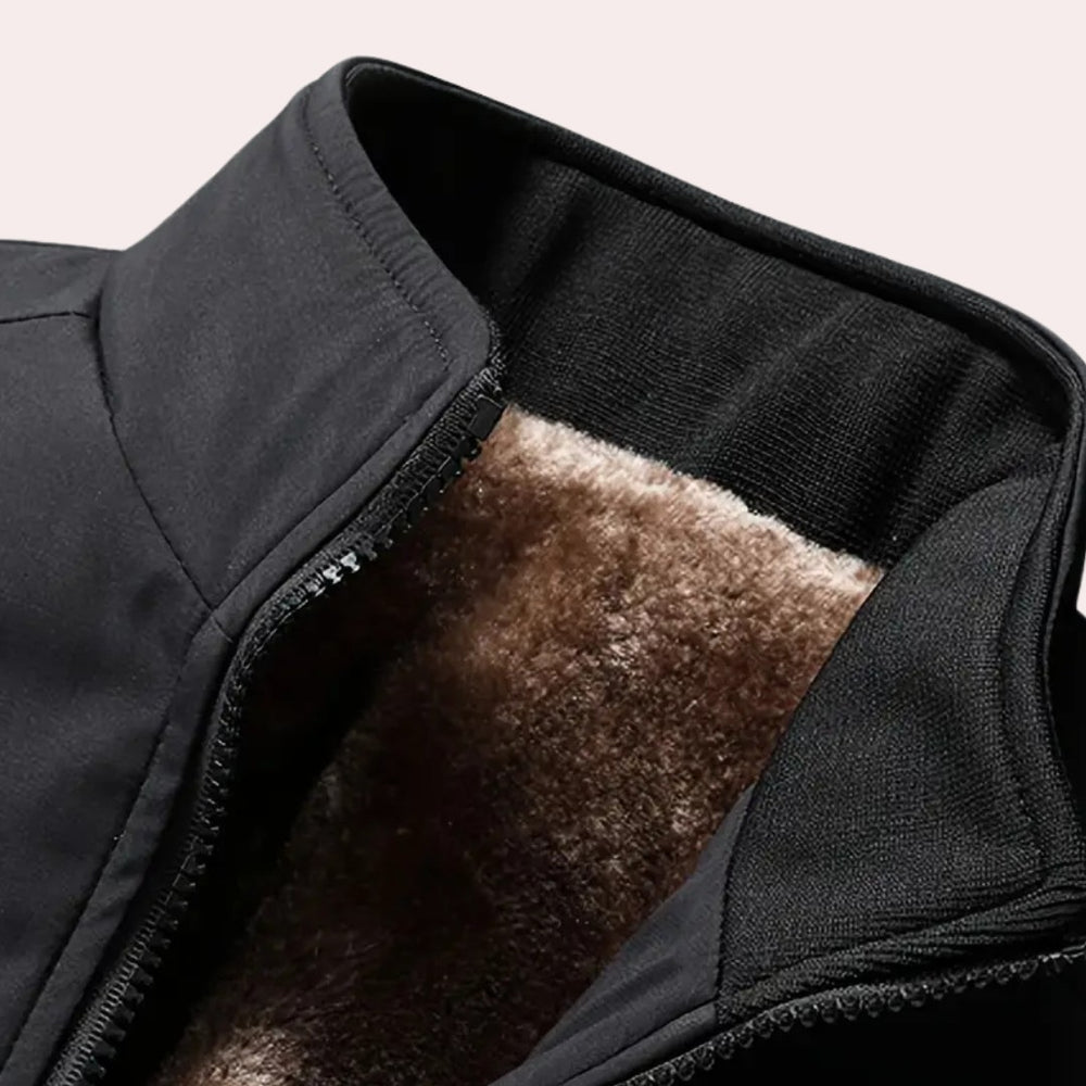 Plush-Lined Winter Jacket with Stand Collar