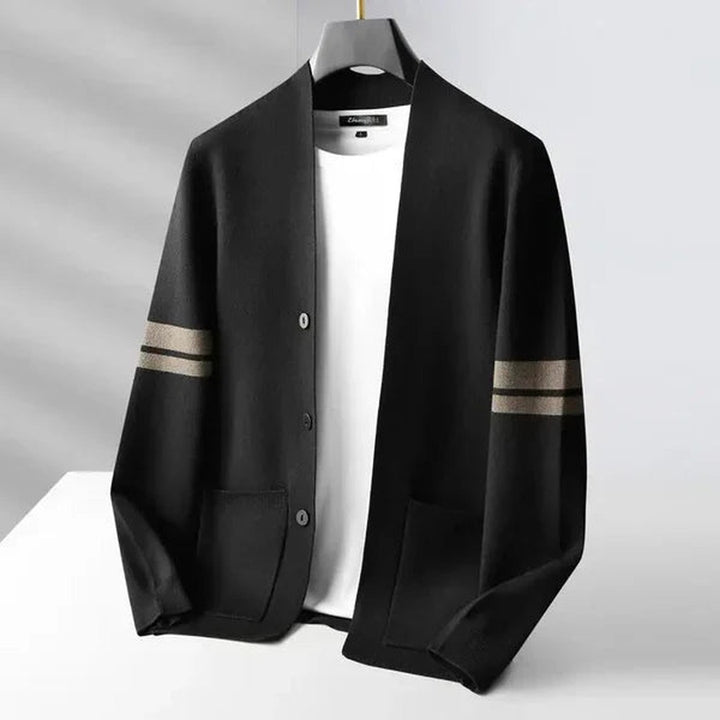 Striped Trim Button Cardigan