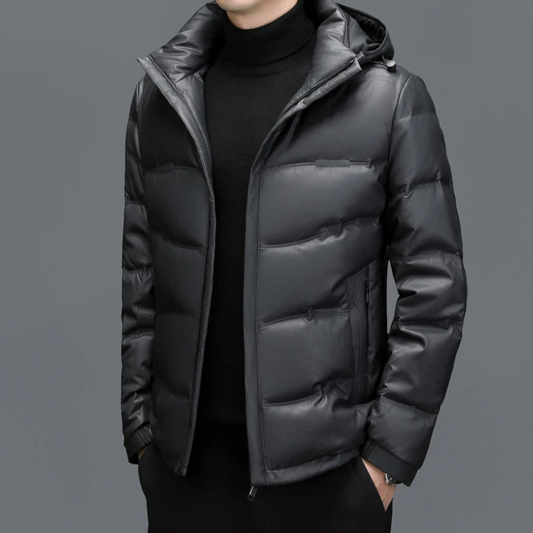 Belmont Genuine Leather Duck Down Jacket