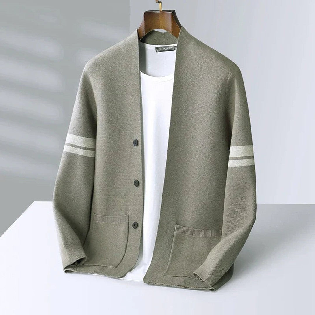 Striped Trim Button Cardigan
