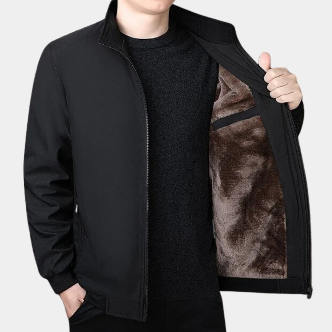 Plush-Lined Winter Jacket with Stand Collar