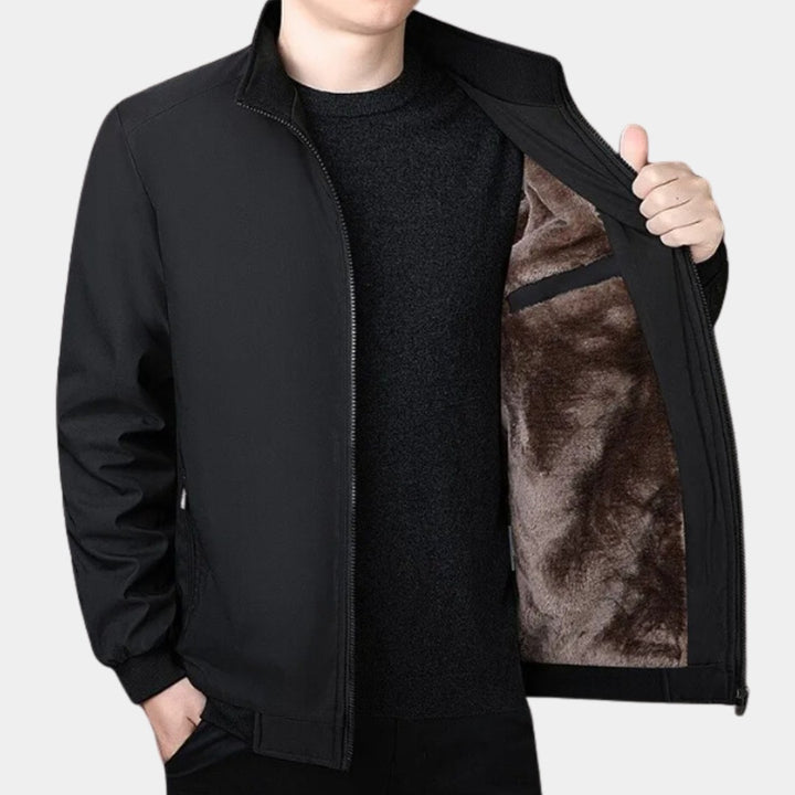 Plush-Lined Winter Jacket with Stand Collar