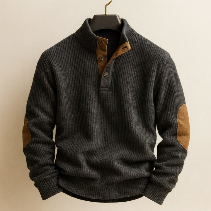 Colour-Block Raglan Button-Neck Sweater