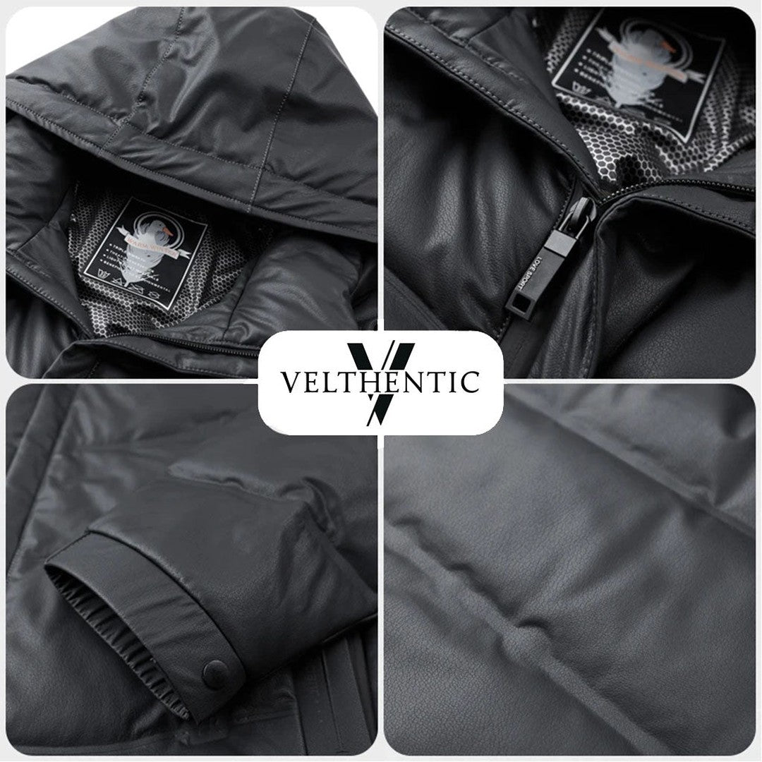 Belmont Genuine Leather Duck Down Jacket
