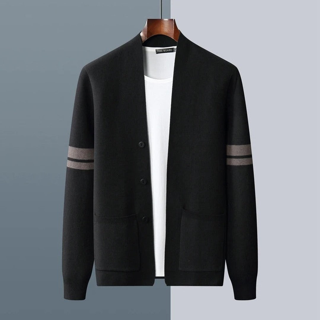 Striped Trim Button Cardigan