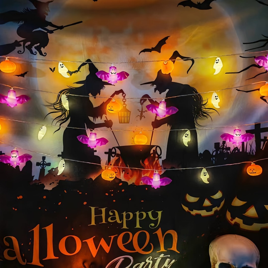 Lanternvine - Pumpkin Ghost Bat LED String Lights