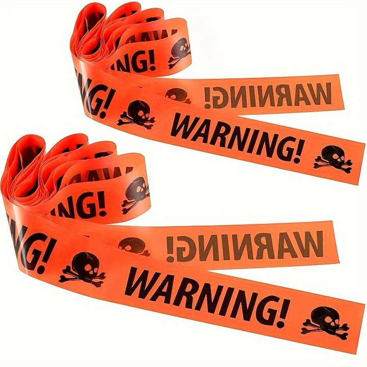 Hazardcrest - Skull Warning Tape Halloween Banner