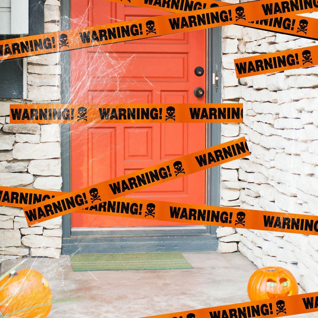 Hazardcrest - Skull Warning Tape Halloween Banner