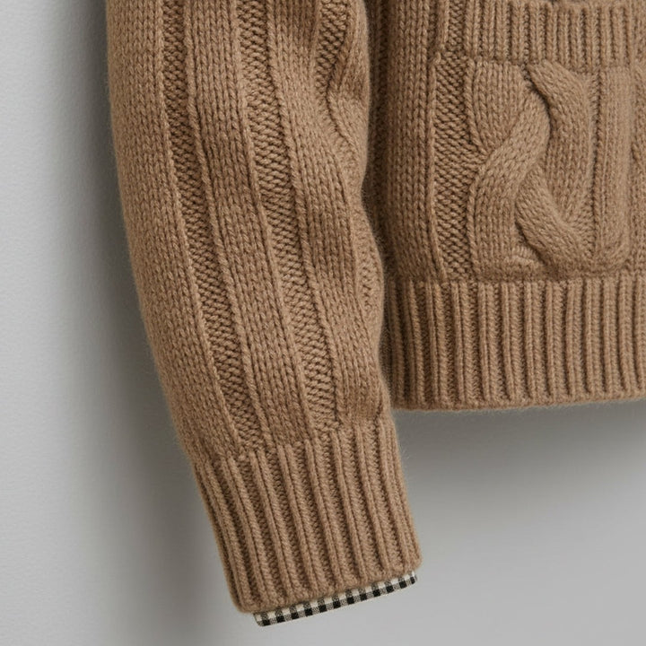 Braided Cable Shawl Collar Cardigan with Patch Pockets