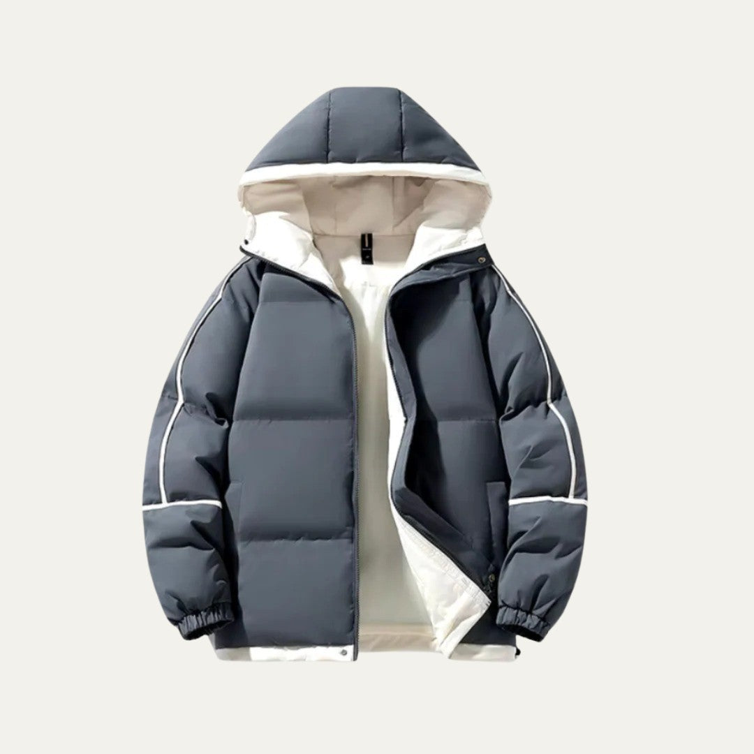 Piped Hooded Puffer Jacket