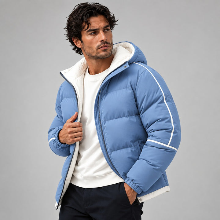 Piped Hooded Puffer Jacket